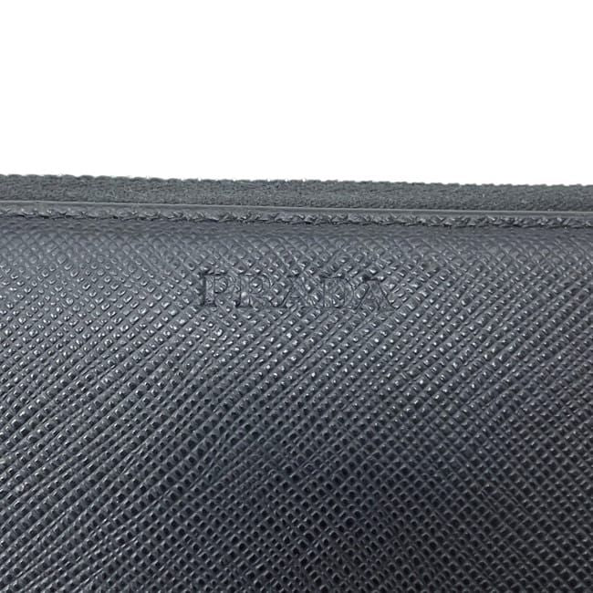 Prada Zip Around Wallet Black Nero Saffiano Leather 230 One Point Logo Simple — view 4