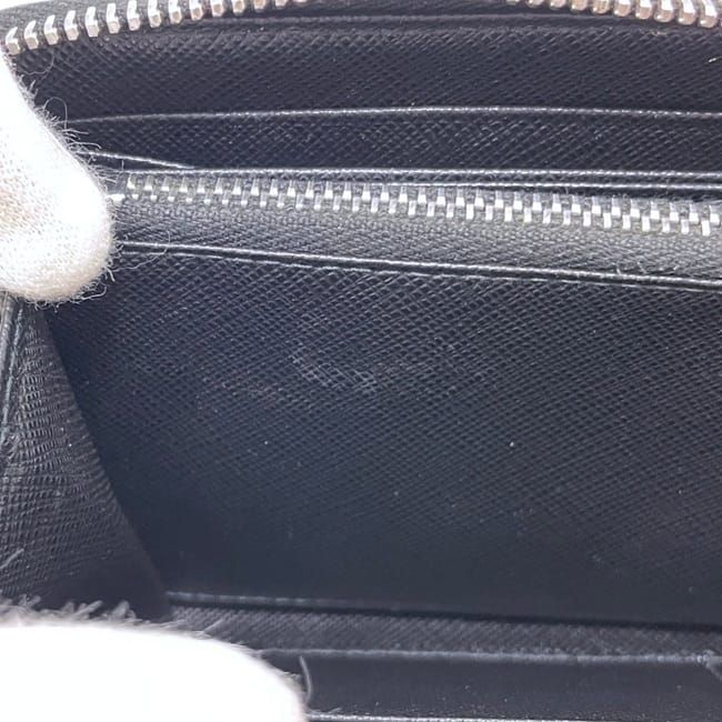 Prada Zip Around Wallet Black Nero Saffiano Leather 230 One Point Logo Simple — view 7