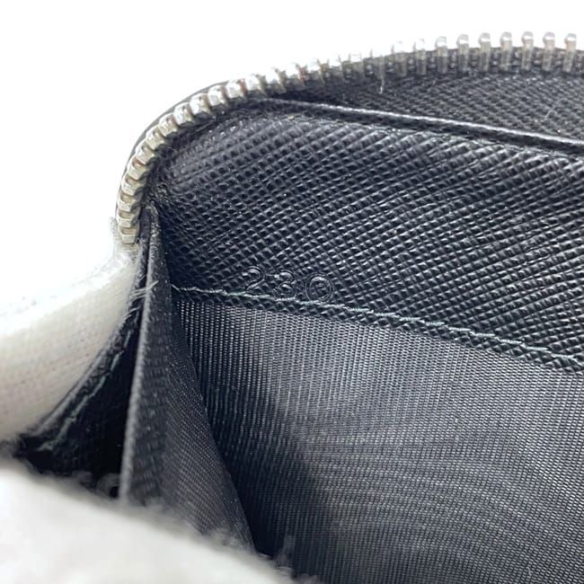 Prada Zip Around Wallet Black Nero Saffiano Leather 230 One Point Logo Simple — view 6