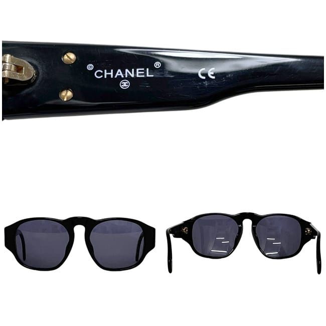 Chanel Sunglasses Black CC Logo Acetate Side Eyewear — view 4