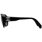 Chanel Sunglasses Black CC Logo Acetate Side Eyewear — view 2