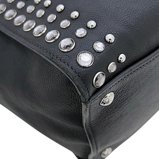 Prada 2-Way Black Nero Leather Glace Calf Studs 231 Shoulder — view 6
