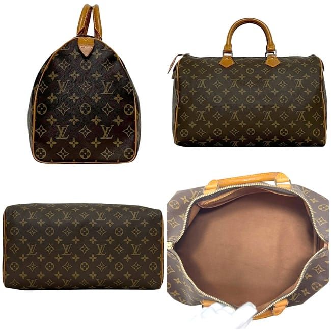 Louis Vuitton Boston Bag Speedy 35 Brown Monogram Canvas Leather 854 SA Mini — view 2