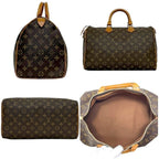 Louis Vuitton Boston Bag Speedy 35 Brown Monogram Canvas Leather 854 SA Mini — view 2
