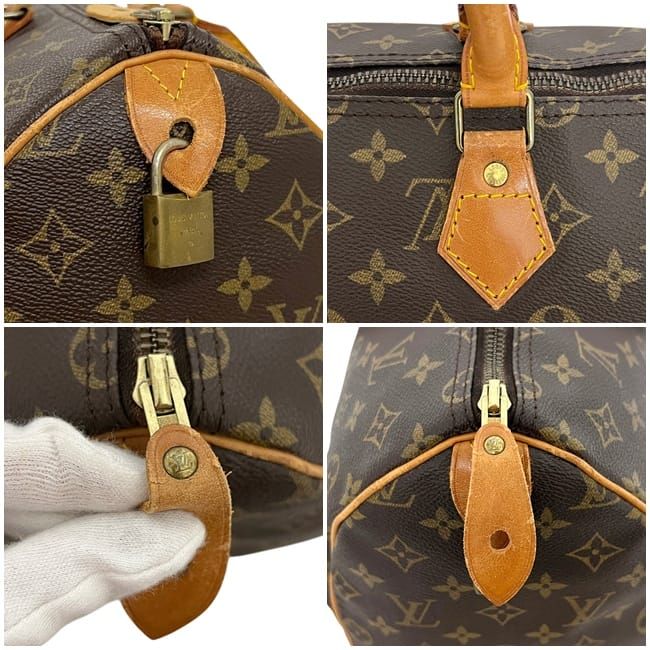 Louis Vuitton Boston Bag Speedy 35 Brown Monogram Canvas Leather 854 SA Mini — view 4