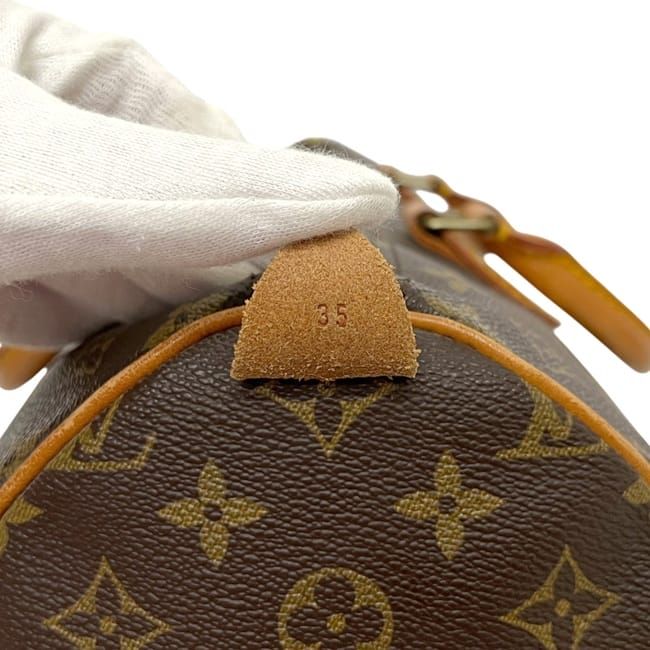Louis Vuitton Boston Bag Speedy 35 Brown Monogram Canvas Leather 854 SA Mini — view 5
