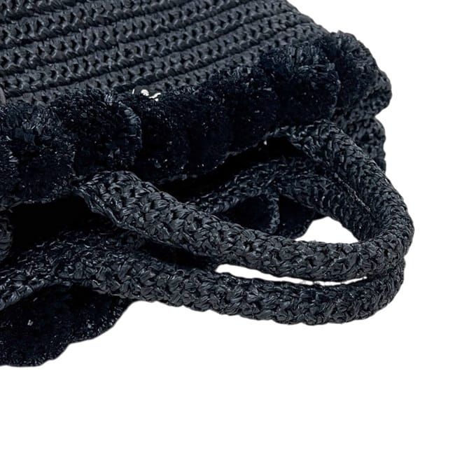 Prada 2-Way Raffia Pom Black Nero Rafia 110 Shoulder Bag Canapa — view 7