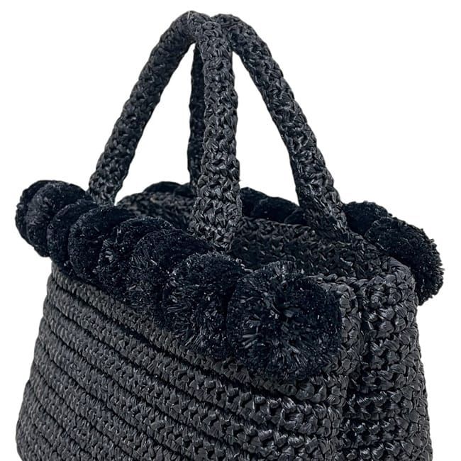 Prada 2-Way Raffia Pom Black Nero Rafia 110 Shoulder Bag Canapa — view 8