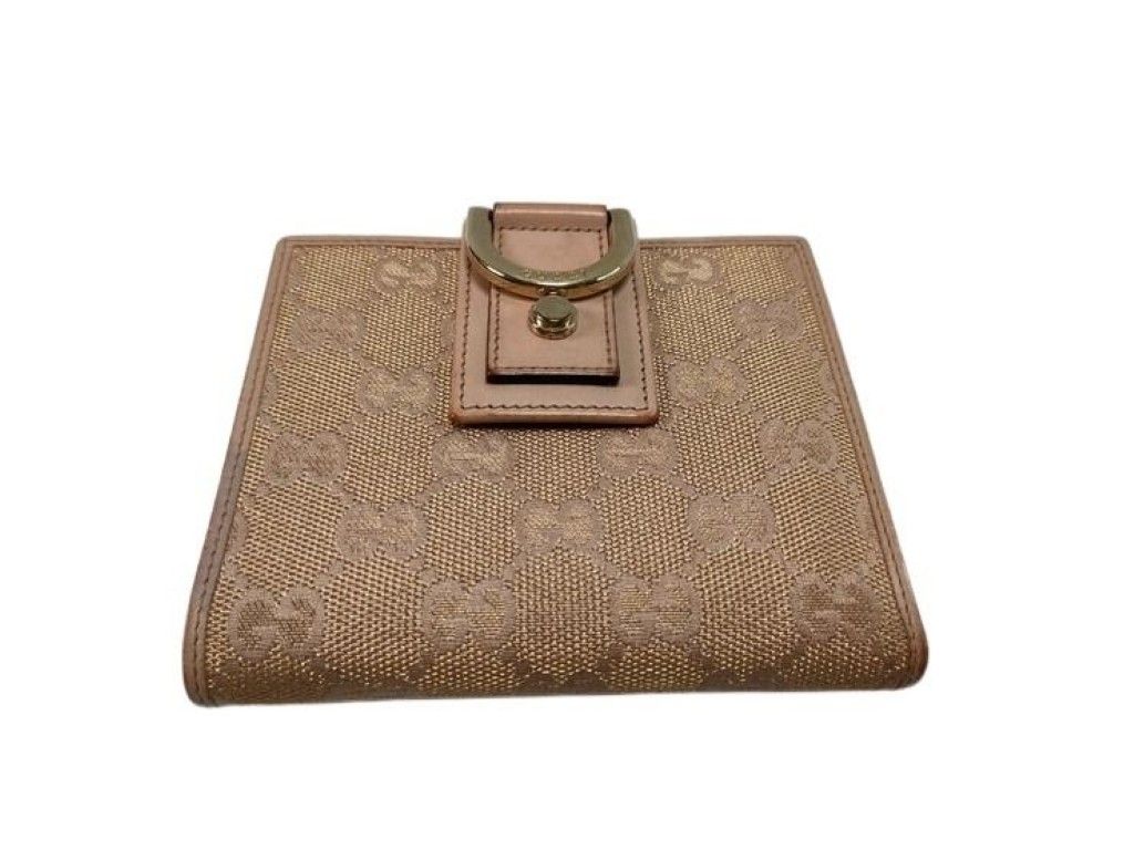Gucci Bifold Wallet GG Canvas Beige Gold