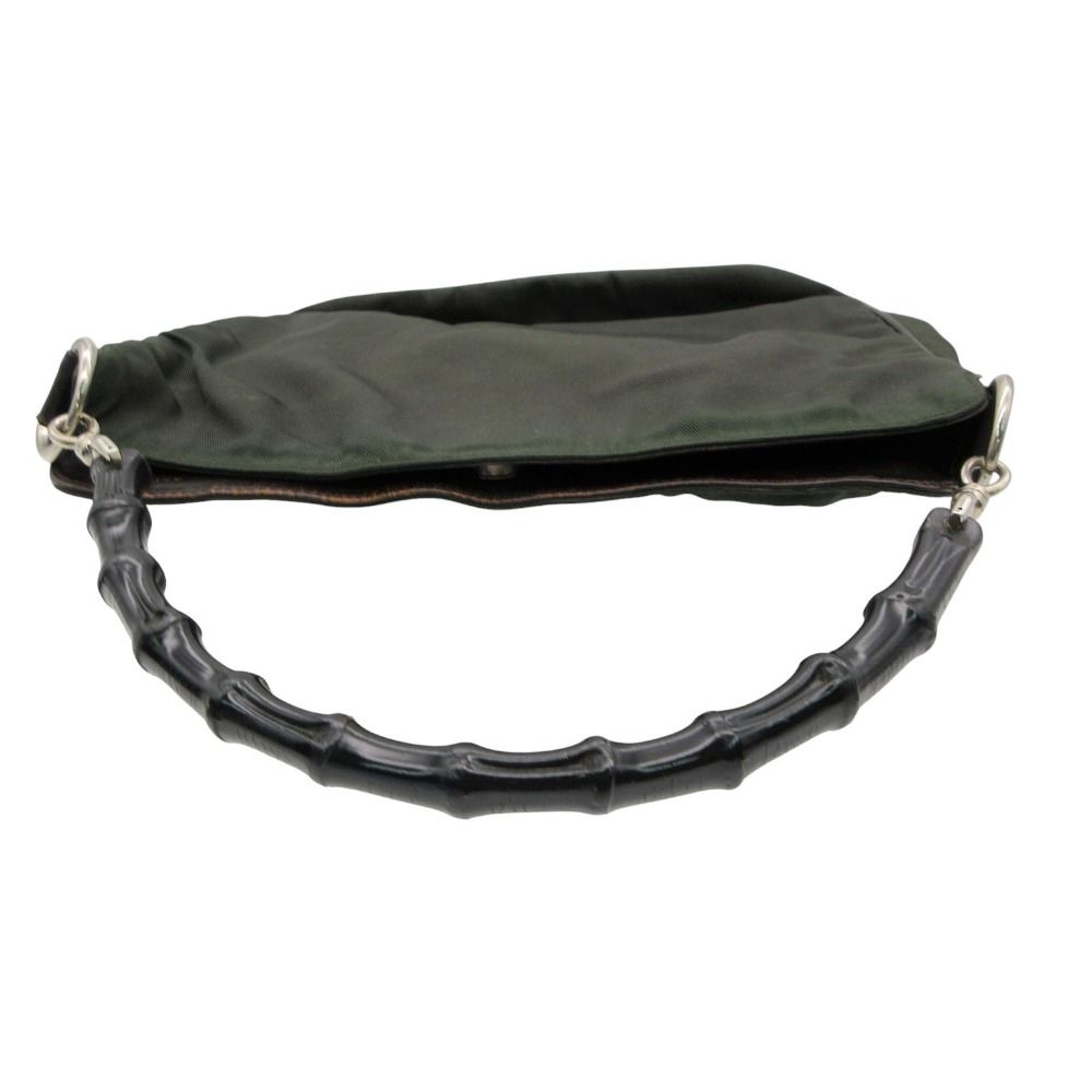 Gucci Shoulder Bag Bamboo Nylon Khaki Green — view 4