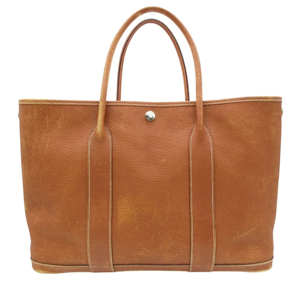 Hermes Tote Garden Party Leather MM Brown