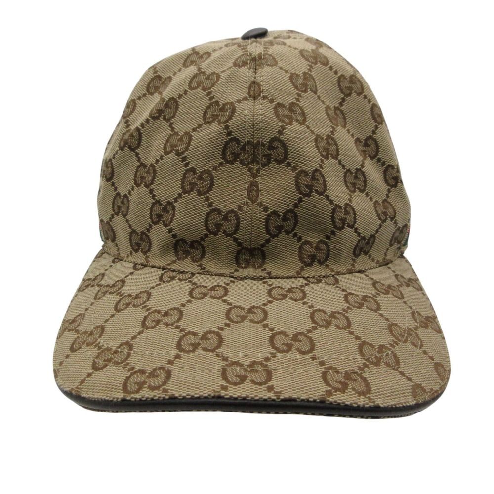 Gucci Cap GG Canvas Baseball Cap Hat Sherry Line Beige L 59