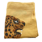Saint Laurent Shawl Wool Silk Blend Animal Print Brown Scarf — view 2