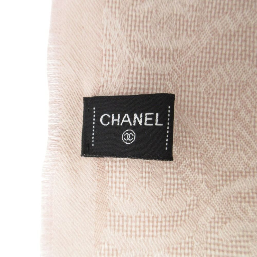 Chanel Shawl Cashmere Scarf Fringe CC Logo All Over Pattern Pink — view 4