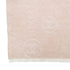Chanel Shawl Cashmere Scarf Fringe CC Logo All Over Pattern Pink — view 6