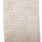 Chanel Shawl Cashmere Scarf Fringe CC Logo All Over Pattern Pink — view 3