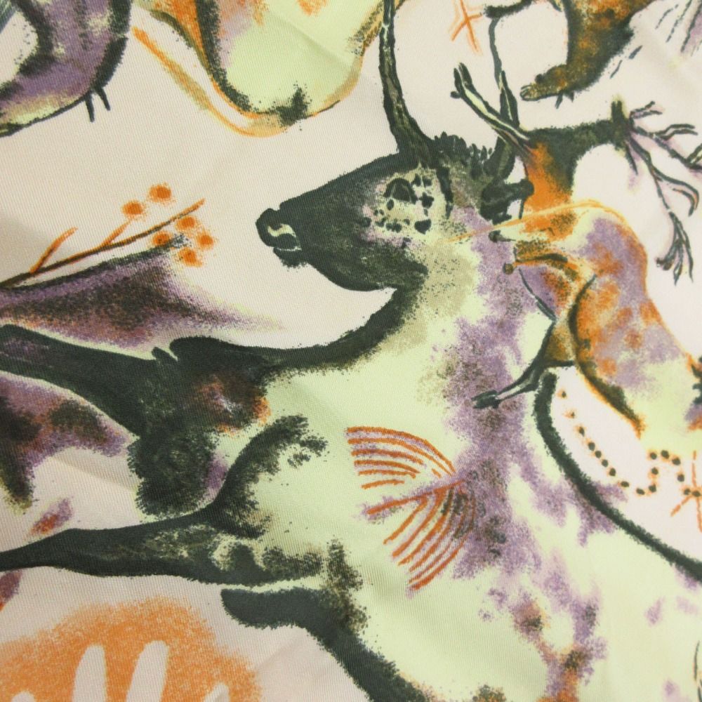 Hermes Carre 90 Scarf Premieres Mains First Hand Animal Print Silk 100% Orange — view 6