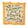 Hermes Carre 90 Scarf Premieres Mains First Hand Animal Print Silk 100% Orange