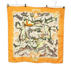 Hermes Carre 90 Scarf Premieres Mains First Hand Animal Print Silk 100% Orange