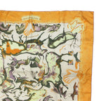 Hermes Carre 90 Scarf Premieres Mains First Hand Animal Print Silk 100% Orange — view 4