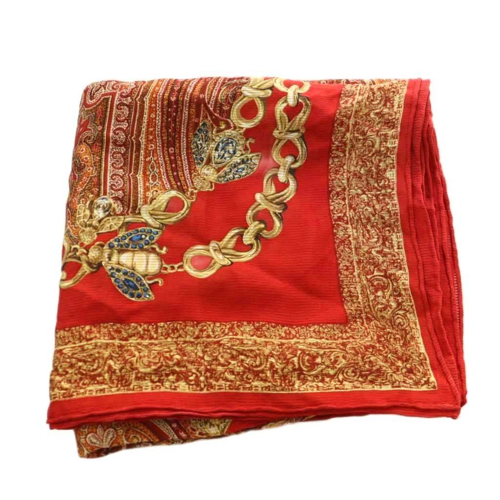 Dior Scarf Paisley Red Beige — view 2