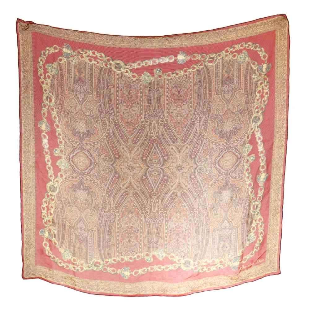 Dior Scarf Paisley Red Beige