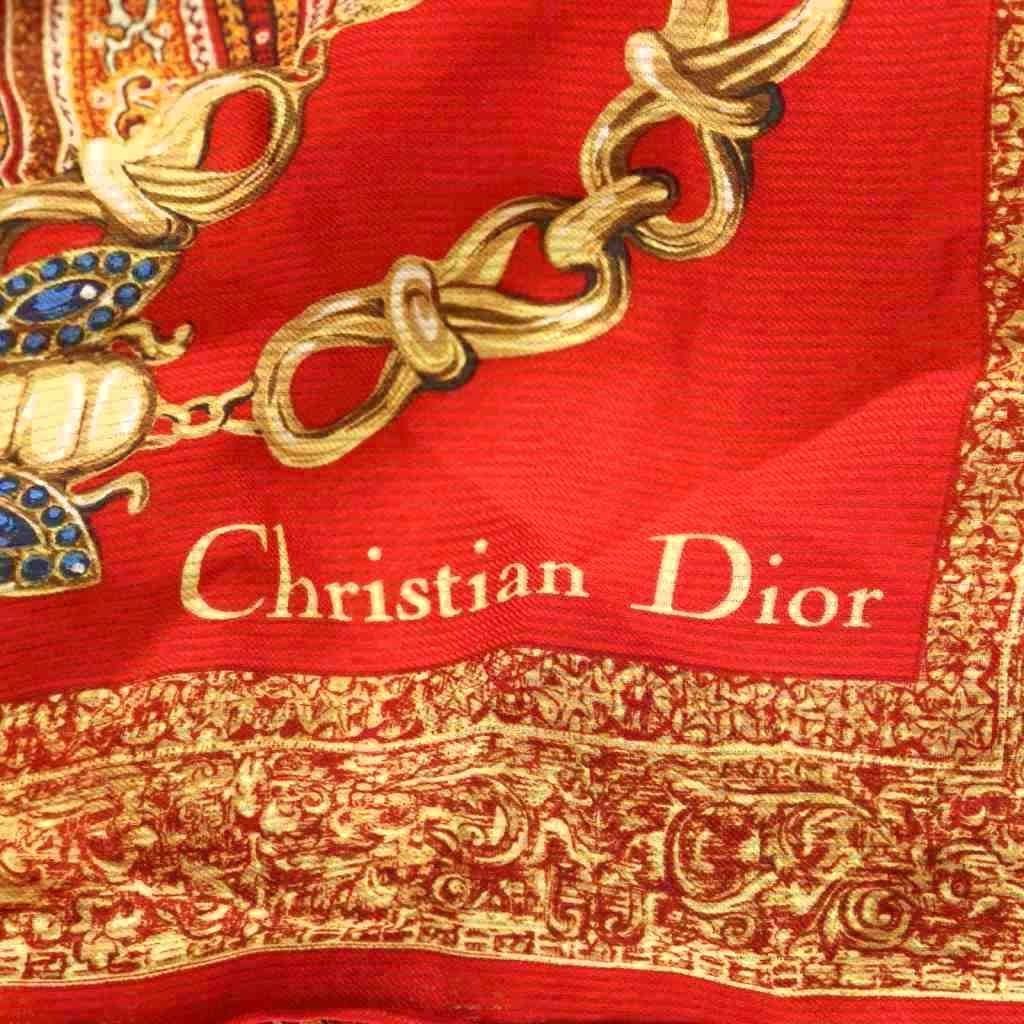 Dior Scarf Paisley Red Beige — view 6