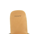 Hermes Kevlar Sandals Logo Leather Wood 36 Black — view 8