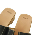 Hermes Kevlar Sandals Logo Leather Wood 36 Black — view 4