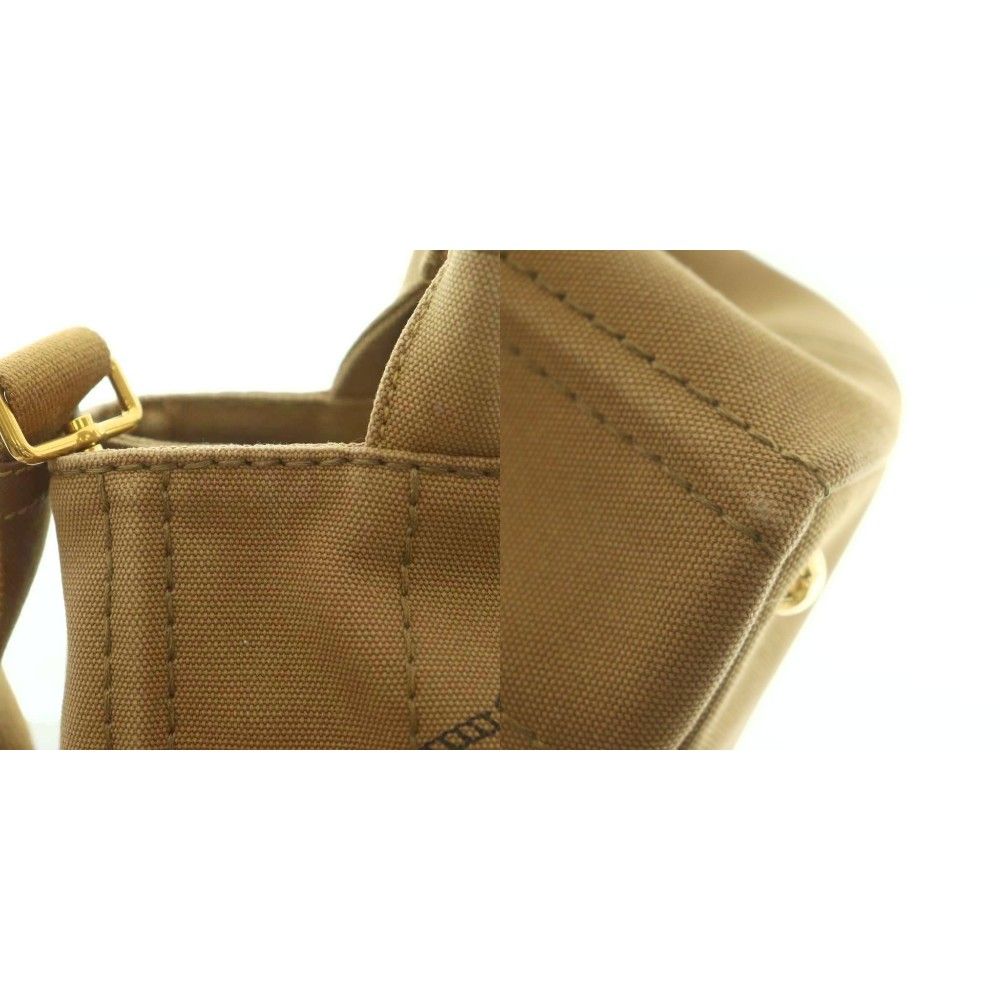 Prada Canapa Mini 2-Way Shoulder Bag Tote Canvas Brown — view 9