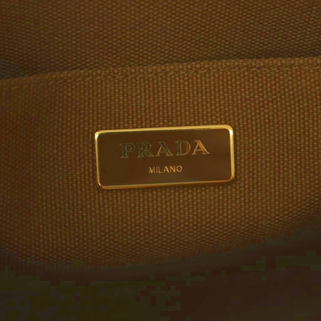Prada Canapa Mini 2-Way Shoulder Bag Tote Canvas Brown — view 8