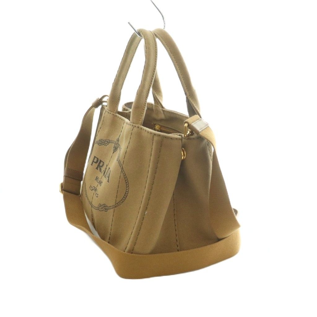 Prada Canapa Mini 2-Way Shoulder Bag Tote Canvas Brown — view 3