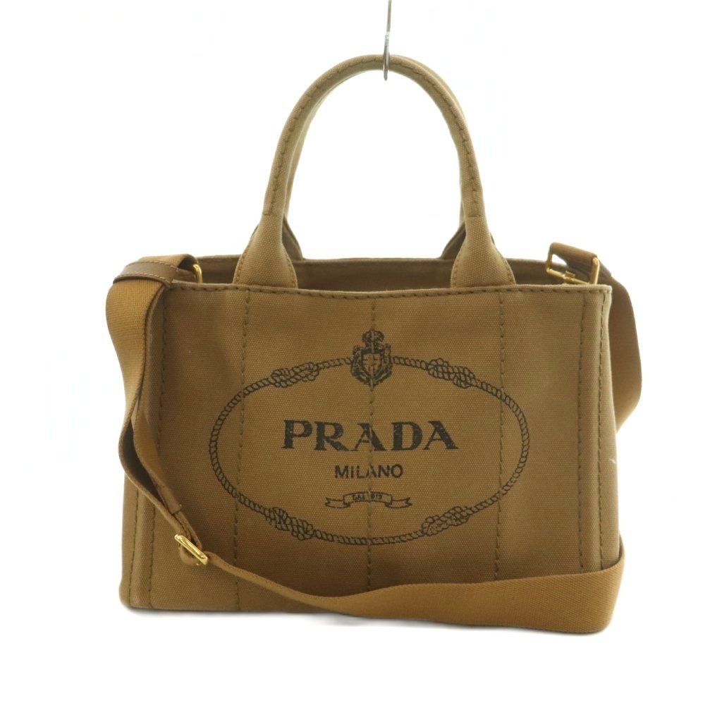 Prada Canapa Mini 2-Way Shoulder Bag Tote Canvas Brown