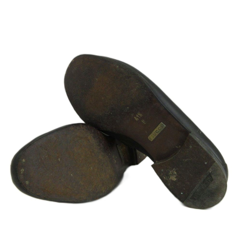 Gucci Horsebit Loafers Leather Shoes Gold 41.5 Black — view 6