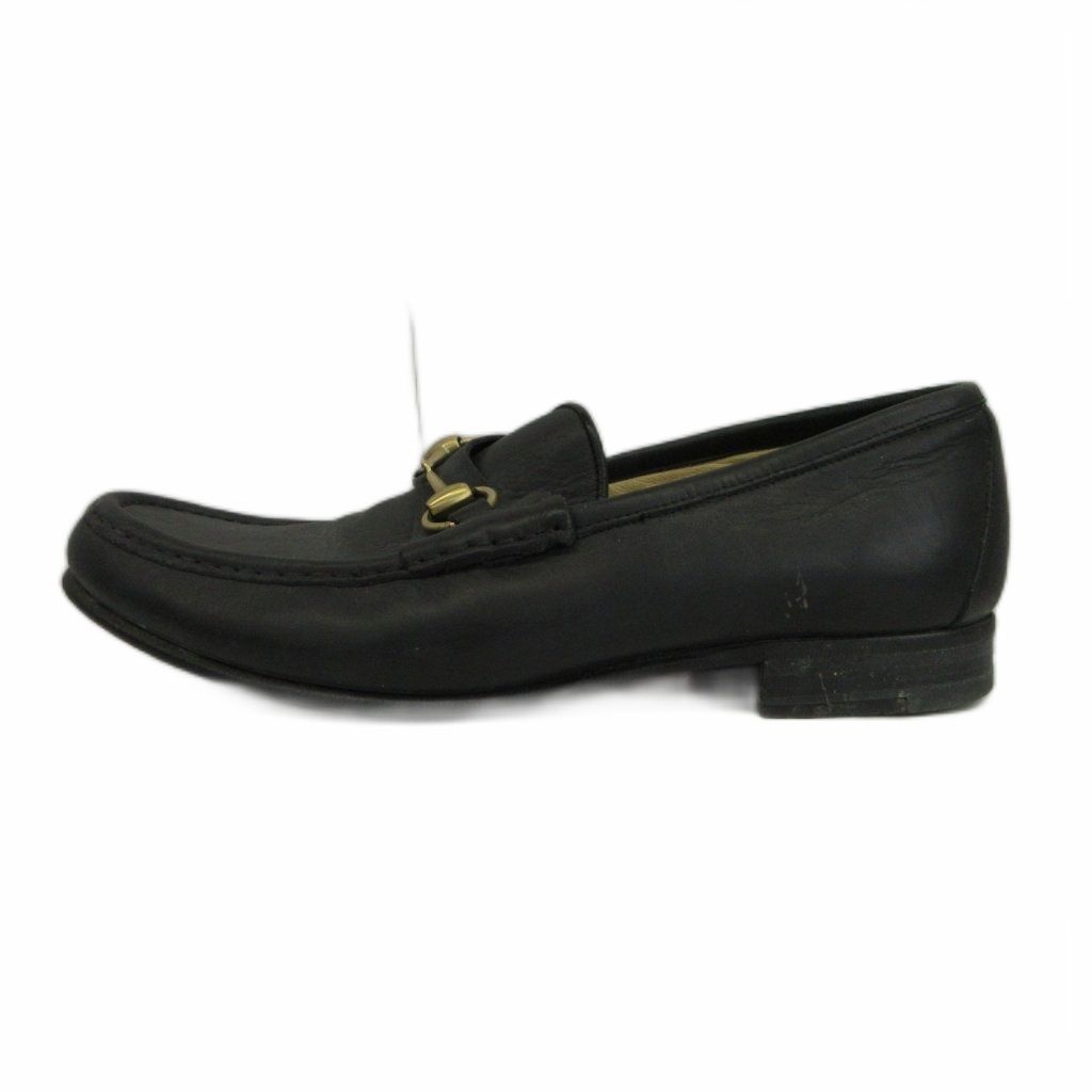 Gucci Horsebit Loafers Leather Shoes Gold 41.5 Black — view 2