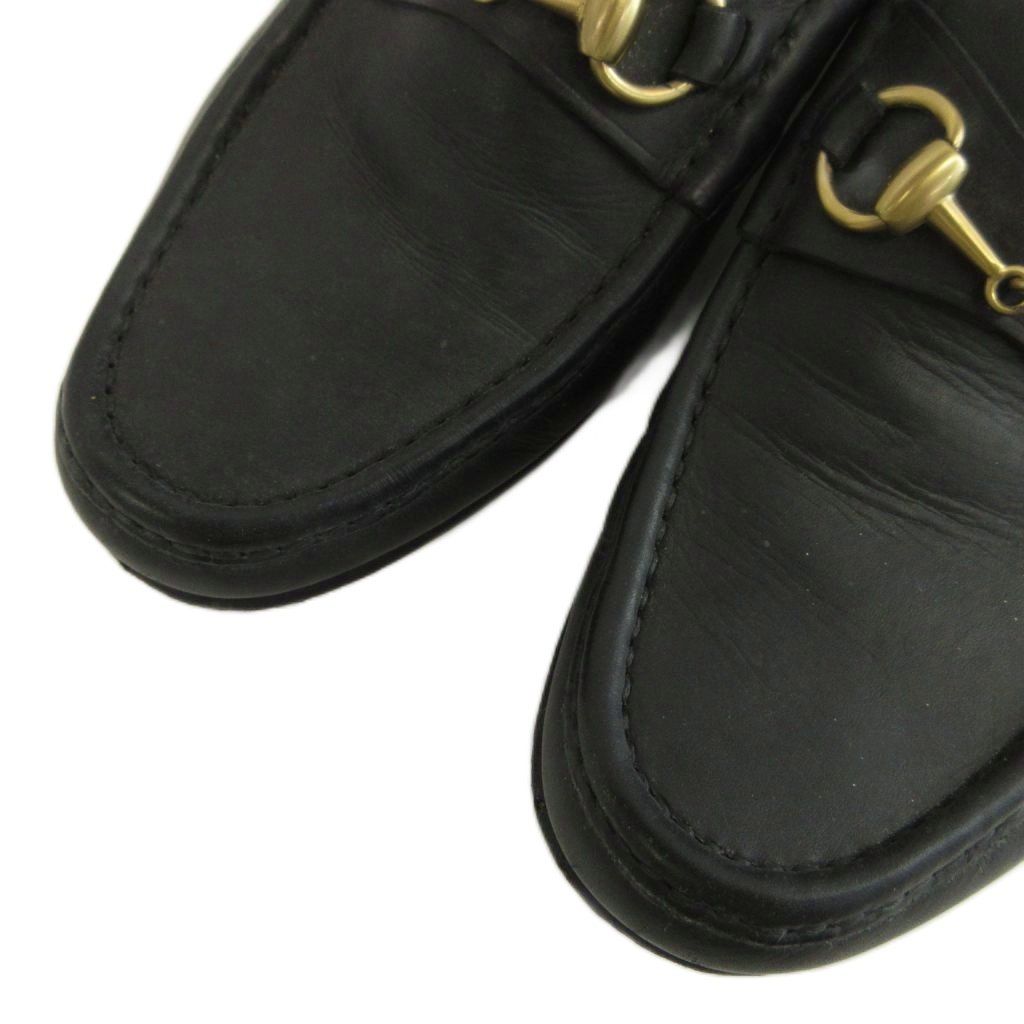 Gucci Horsebit Loafers Leather Shoes Gold 41.5 Black — view 3