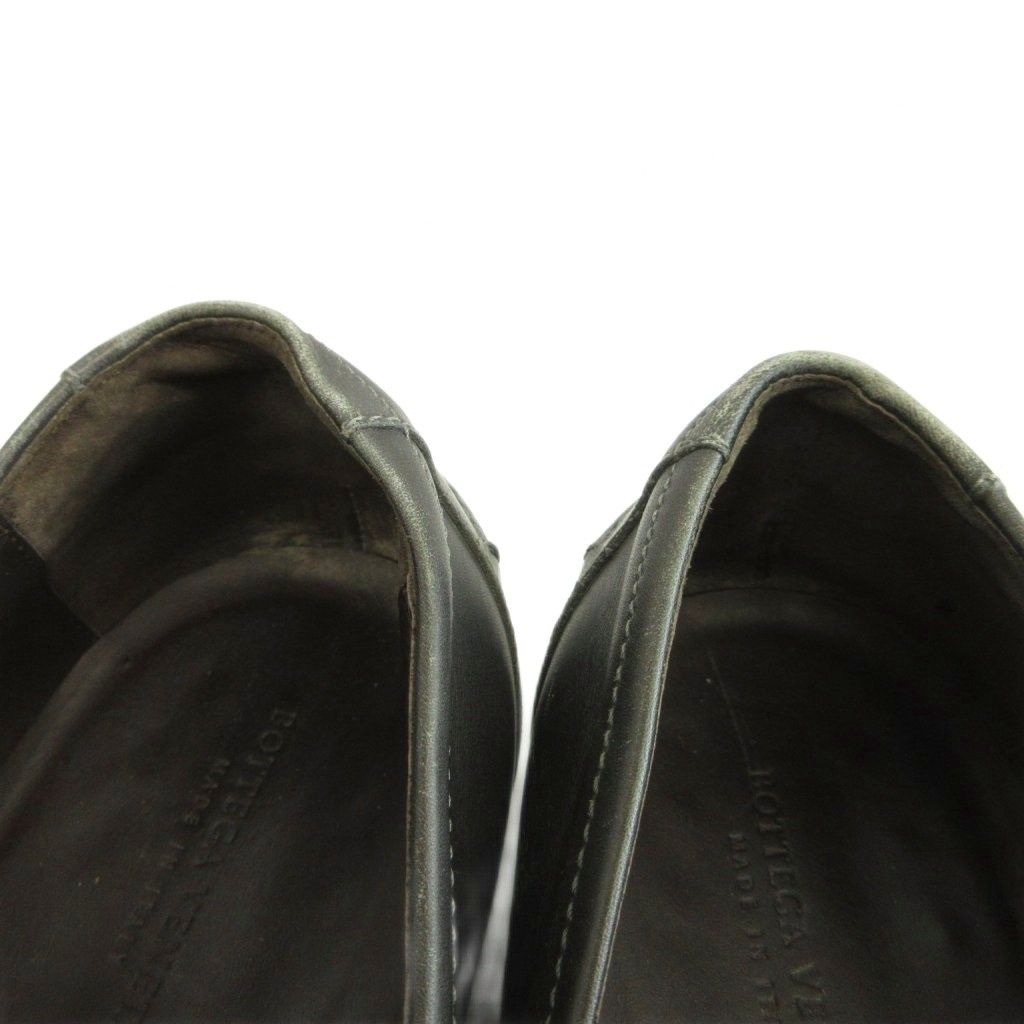 Bottega Veneta Coin Loafers Slip on Leather Intrecciato 39.5 Gray — view 4