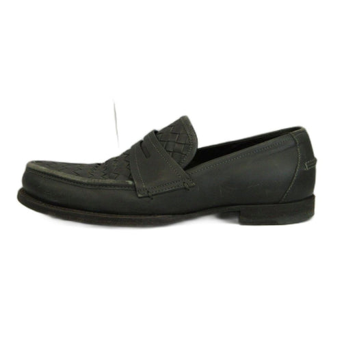 Bottega Veneta Coin Loafers Slip on Leather Intrecciato 39.5 Gray — view 2