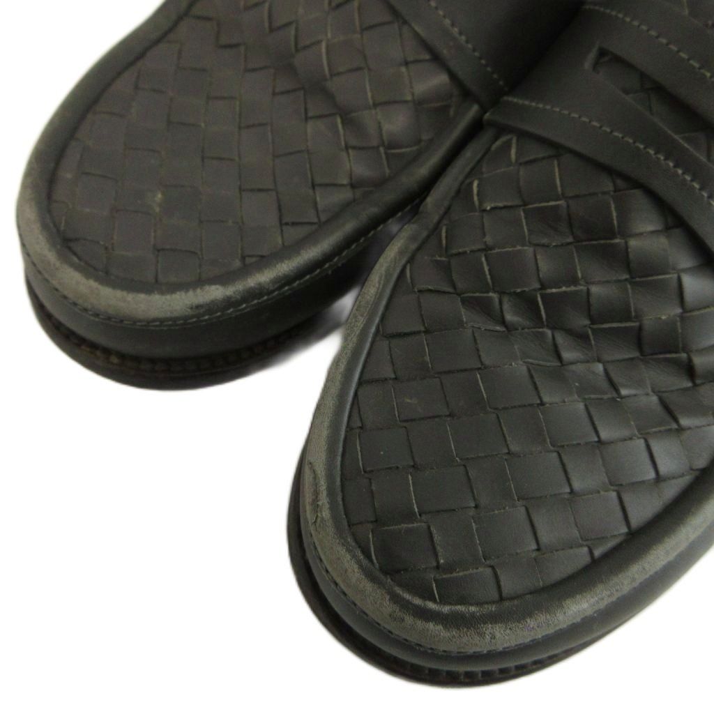 Bottega Veneta Coin Loafers Slip on Leather Intrecciato 39.5 Gray — view 3