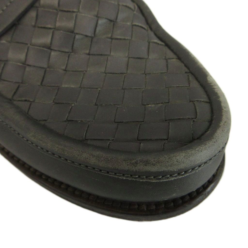 Bottega Veneta Coin Loafers Slip on Leather Intrecciato 39.5 Gray — view 9
