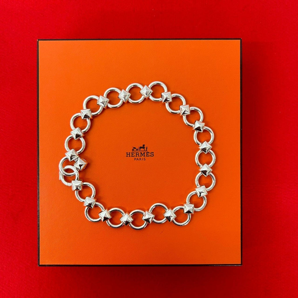Hermes Lancelot 925 Sterling Silver Chain Necklace Choker