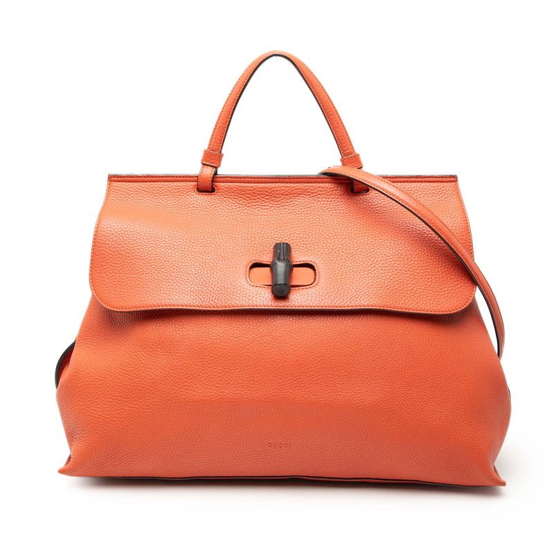 Gucci Bamboo Daily Tote Shoulder Bag 2-Way Red Leather