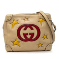 Gucci GG Logo Crossbody Shoulder Bag Beige Red Leather