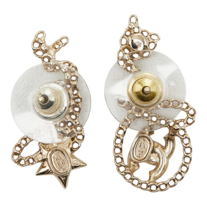 Chanel CC Logo Star Earrings Gold Plated Rhinestone — view 3