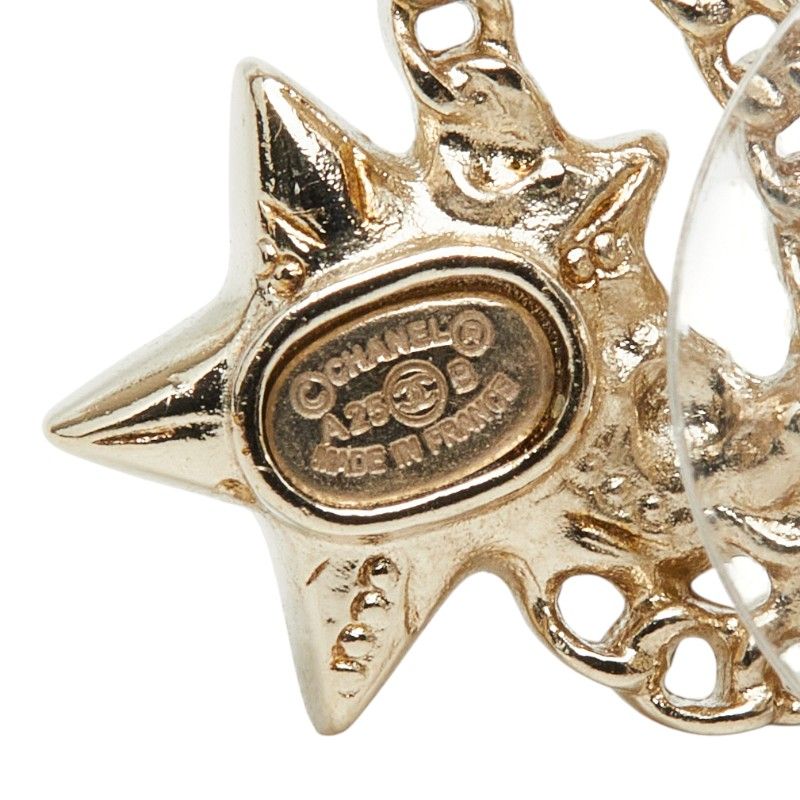 Chanel CC Logo Star Earrings Gold Plated Rhinestone — view 4
