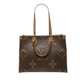Louis Vuitton Monogram Giant Reverse On The Go MM Tote Brown Leather