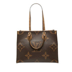 Louis Vuitton Monogram Giant Reverse On The Go MM Tote Brown Leather