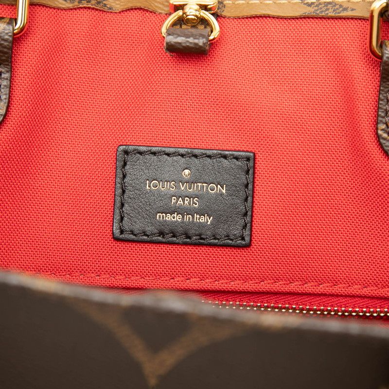 Louis Vuitton Monogram Giant Reverse On The Go MM Tote Brown Leather — view 5