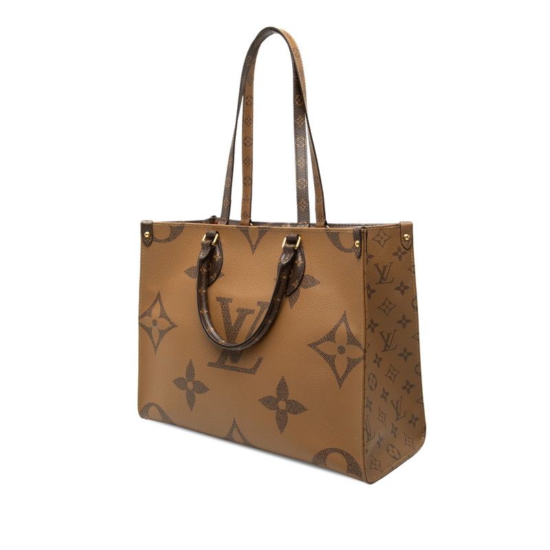 Louis Vuitton Monogram Giant Reverse On The Go MM Tote Brown Leather — view 2