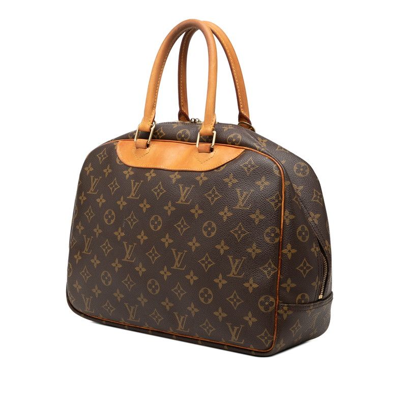 Louis Vuitton Monogram Deauville Handbag Brown Leather — view 2